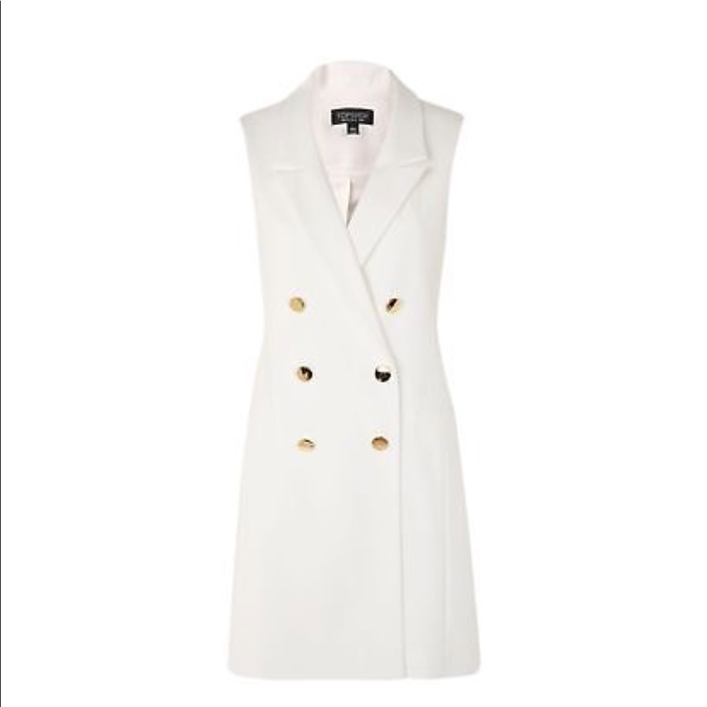 Topshop Sleeveless White Blazer Dress